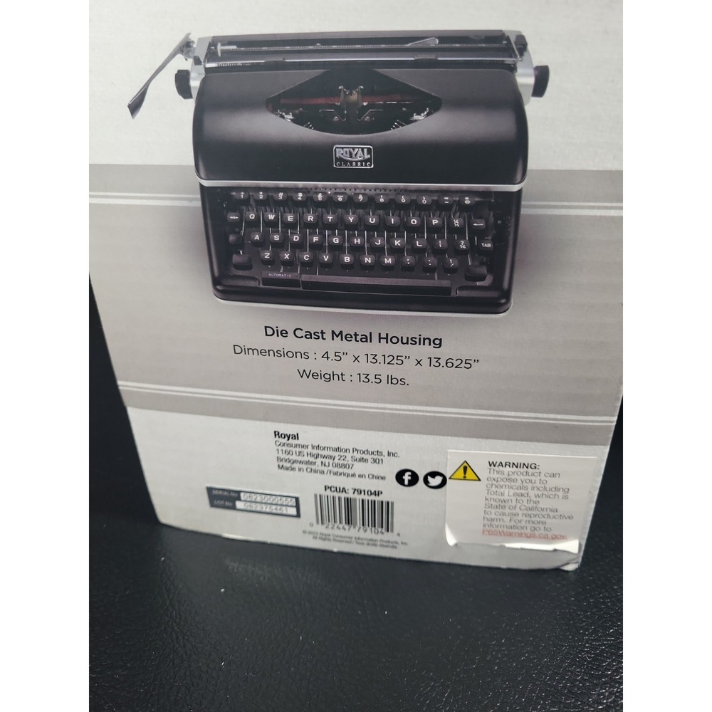 Royal Classic Manual Typewriter Black Open Box New Condition*sealed Inside Box - Picture 12 of 14
